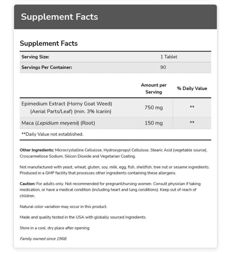 Horny Goat Weed Extract 750 mg (90 tablets) - Doctor's Nutrition